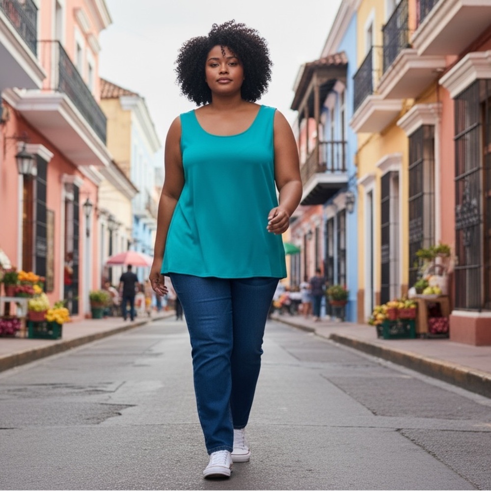 Ruby Rd. Plus Size Solid Knit Scoop‎ Neck Tank. - Picture 2 of 7